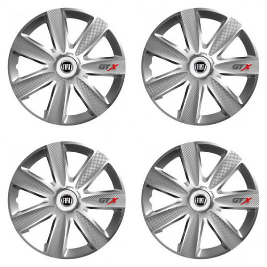 Puklice pre Fiat (čierny) 15 GTX CARBON silver