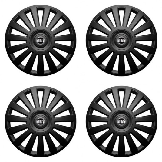 Puklice pre Fiat (čierny) 16 Luxury black
