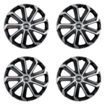 Puklice pre Fiat (čierny) 16 Evo black&silver