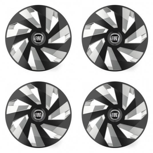Puklice pre Fiat (čierny) 16 Vector RC black and silver