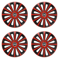 Puklice pre Fiat (čierny) 16 TREND red and black