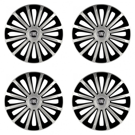 Puklice pre Fiat (čierny) 16 TREND silver and black