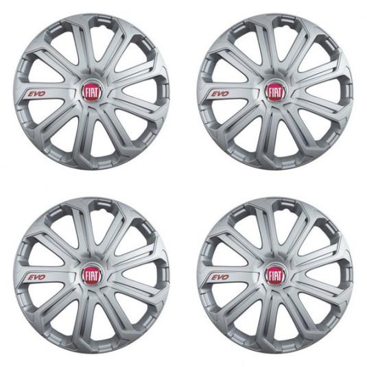 Puklice pre Fiat (červené) 14 Evo silver