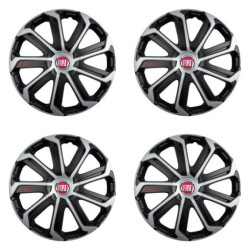 Puklice pre Fiat (červené) 14 Evo black&silver