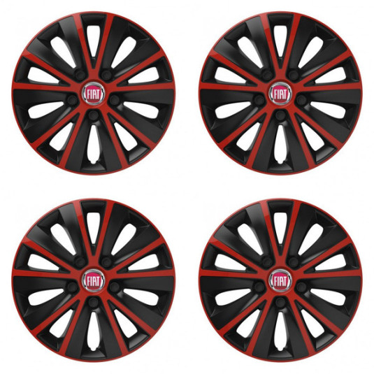 Puklice pre Fiat (červené) 14 RAPIDE red and black