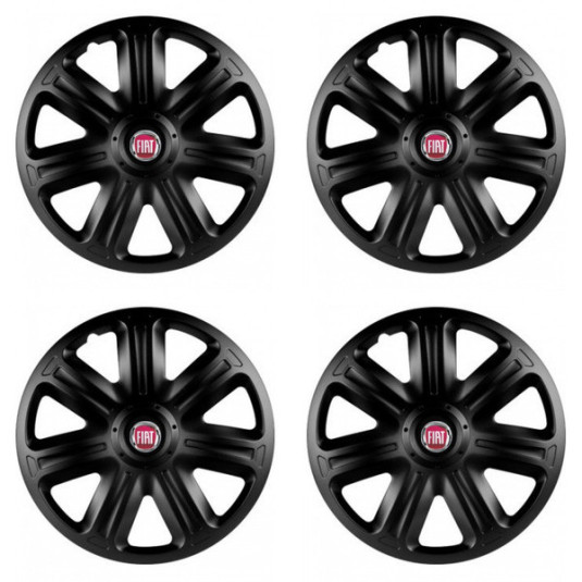 Puklice pre Fiat (červené) 14 COMFORT BLACK