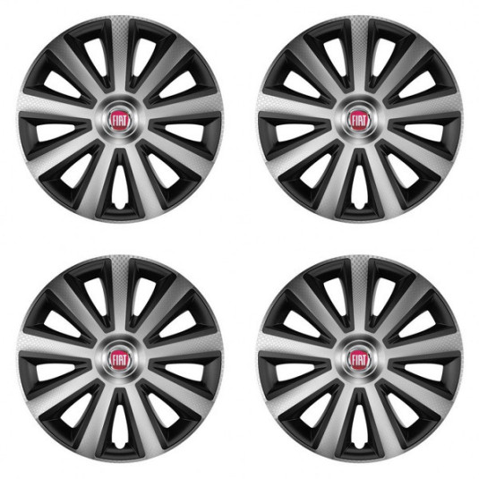 Puklice pre Fiat (červené) 15 Aviator carbon silver&black