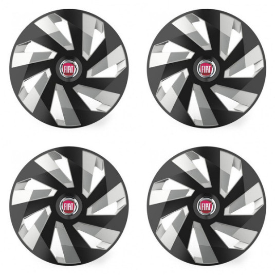 Puklice pre Fiat (červené) 15 Vector RC black and silver
