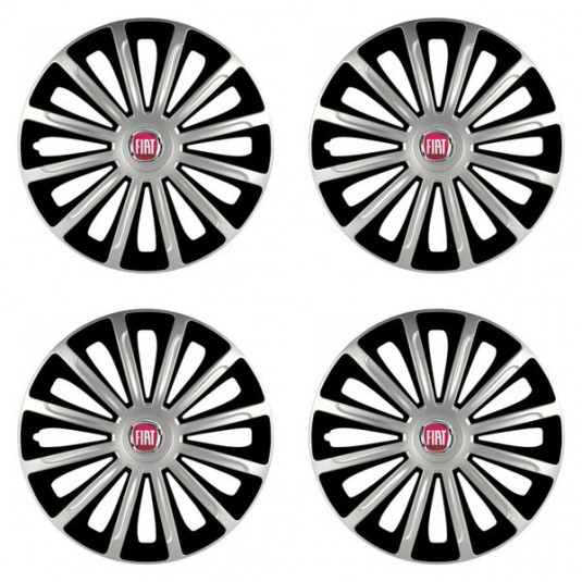 Puklice pre Fiat (červené) 15 TREND silver and black