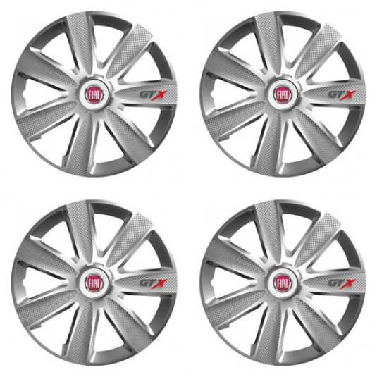 Puklice pre Fiat (červené) 15 GTX CARBON silver