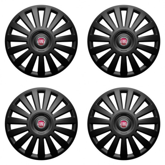 Puklice pre Fiat (červené) 16 Luxury black