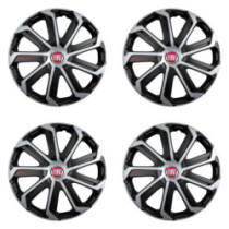 Puklice pre Fiat (červené) 16 Evo black&silver