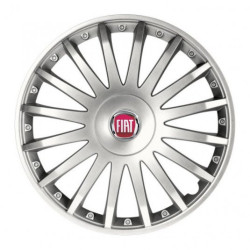 Puklice pre Fiat (červené) 16 CRYSTAL silver