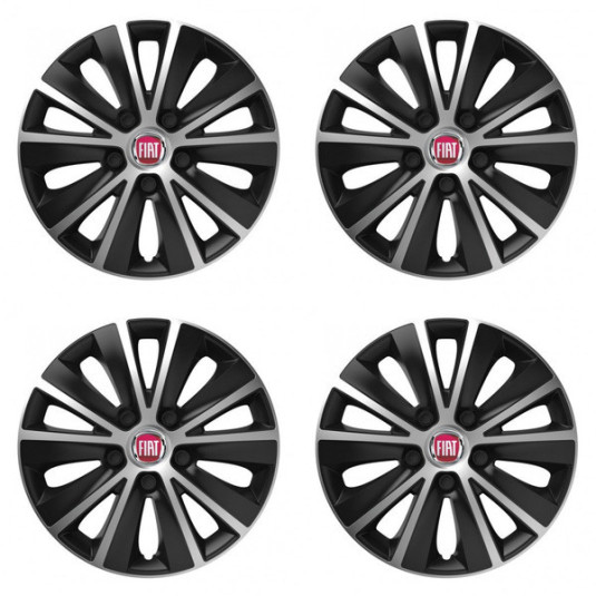 Puklice pre Fiat (červené) 16 RAPIDE silver and black