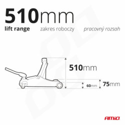 Hydraulický nízkoprofilový zdvihák 3T CE 75/510mm AMiO-04215