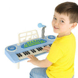 Klávesnica pre deti interaktívny klavír organ 37 klávesov stojan na mikrofón modrá