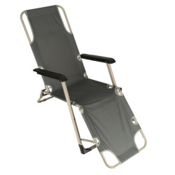 Záhradné lehátko LUARO turistické skladacie kreslo s vankúšom sivé
