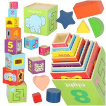 Vzdelávacia drevená veža triedička tvarov, ktorá sa učí počítať 71cm XXL