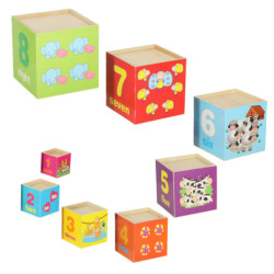 Vzdelávacia drevená veža triedička tvarov, ktorá sa učí počítať 71cm XXL