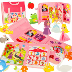 Senzorické zmyslové montessori manipulačné dosky na batoh ružové