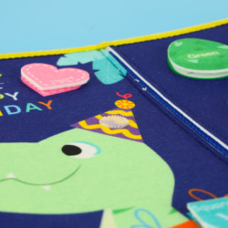 Zmyslová manipulačná doska montessori na batoh modrá