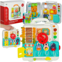 Senzorická manipulačná tabuľa montessori montessori kľučky medvedík XXL svetlo zvuk