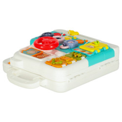 Senzorická manipulačná tabuľa montessori montessori kľučky medvedík XXL svetlo zvuk