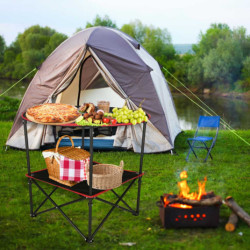 Cestovný skladací stolík + prepravná taška , čierny