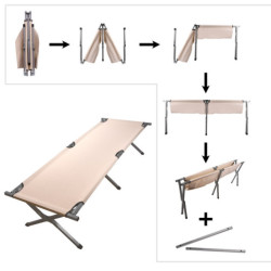 Skladacia turistická poľná posteľ- khaki