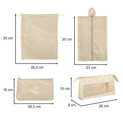 Organizéry do kufra cestovná súprava 8 kusov, béžová