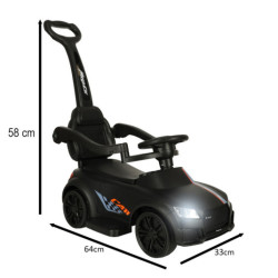 Vozítko so zvukom a svetlami čierny