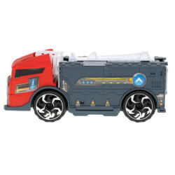 Transportér TIR 2v1 parkovacia garáž hasiči + 3 autá červená