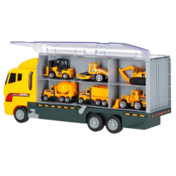 Transporter truck TIR launcher + kovové autá stavebné stroje