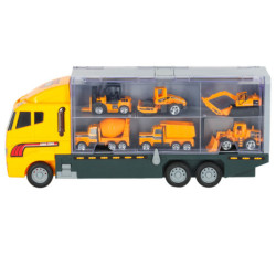 Transporter truck TIR launcher + kovové autá stavebné stroje