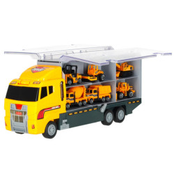 Transporter truck TIR launcher + kovové autá stavebné stroje