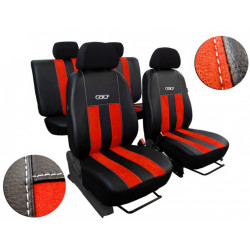 Autopoťahy GT tehlovo červeno-čierne (Alcantara-koža)