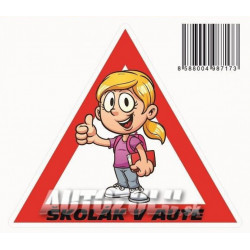 Samolepka Pozor školák v aute /dievča