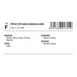 Poistné matice kolies F M12x1, 25 kužeľové sedlo