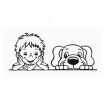 Samolepka Chlapček + Pes za oknom