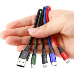 BASEUS USB Kábel 4v1 čierny, 1xUSB-C, 2x Lightning, 1xMicro 3,5A 120 cm
