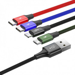 USB kábel BASEUS Fast 4v1 Lightning / Micro 3,5A 1,2 m čierny