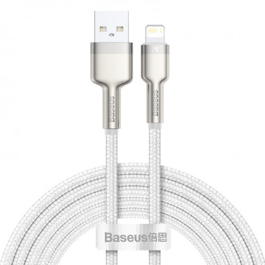 USB kábel Lightning Baseus Cafule, biely 2,4A 200 cm