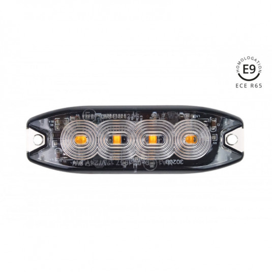 Výstražné osvetlenie oranžové 4x3W LED R65 R10 12/24V IP67
