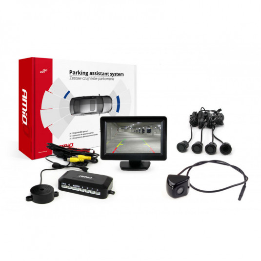 Asistenty parkovania TFT01 4,3 s kamerou HD-310 4-senzorové čierne GOLD