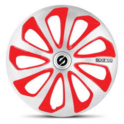 Puklice Sparco 15 strieborný karbón a červené