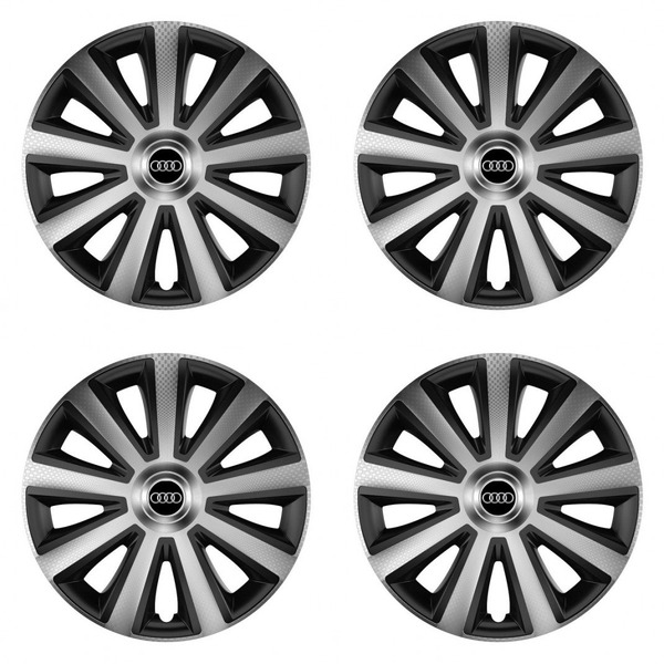 puklice pre Audi 14 Aviator carbon silver&black
