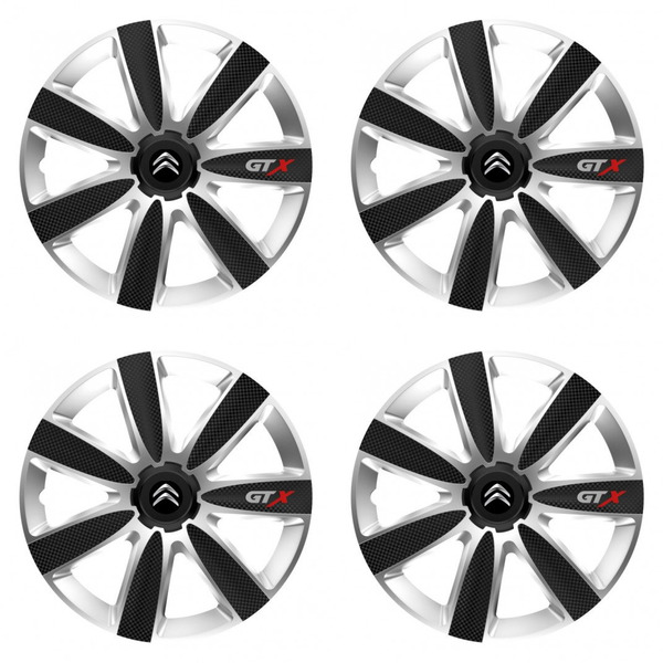 puklice pre  Citroen 15 GTX CARBON silver/black