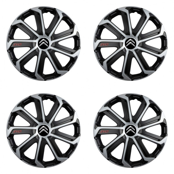 puklice pre  Citroen 15 Evo black&silver