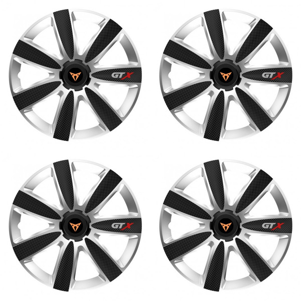 puklice pre  Cupra 16 GTX CARBON silver/black