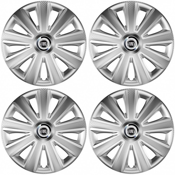 puklice pre Fiat (čierny) 16 Aviator carbon RC 16 silver